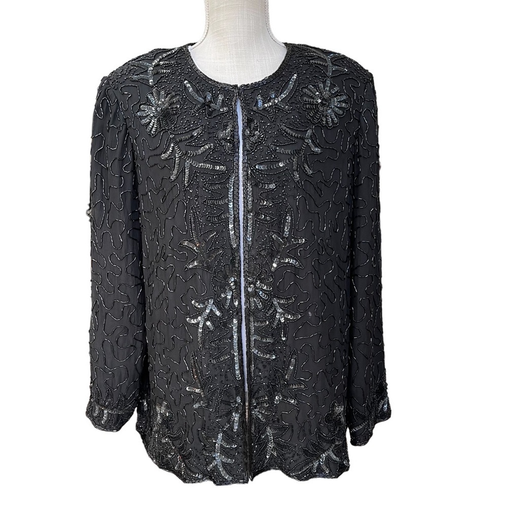 Vintage JMD New‎ York Silk Beaded Black Evening Jacket Size 1X